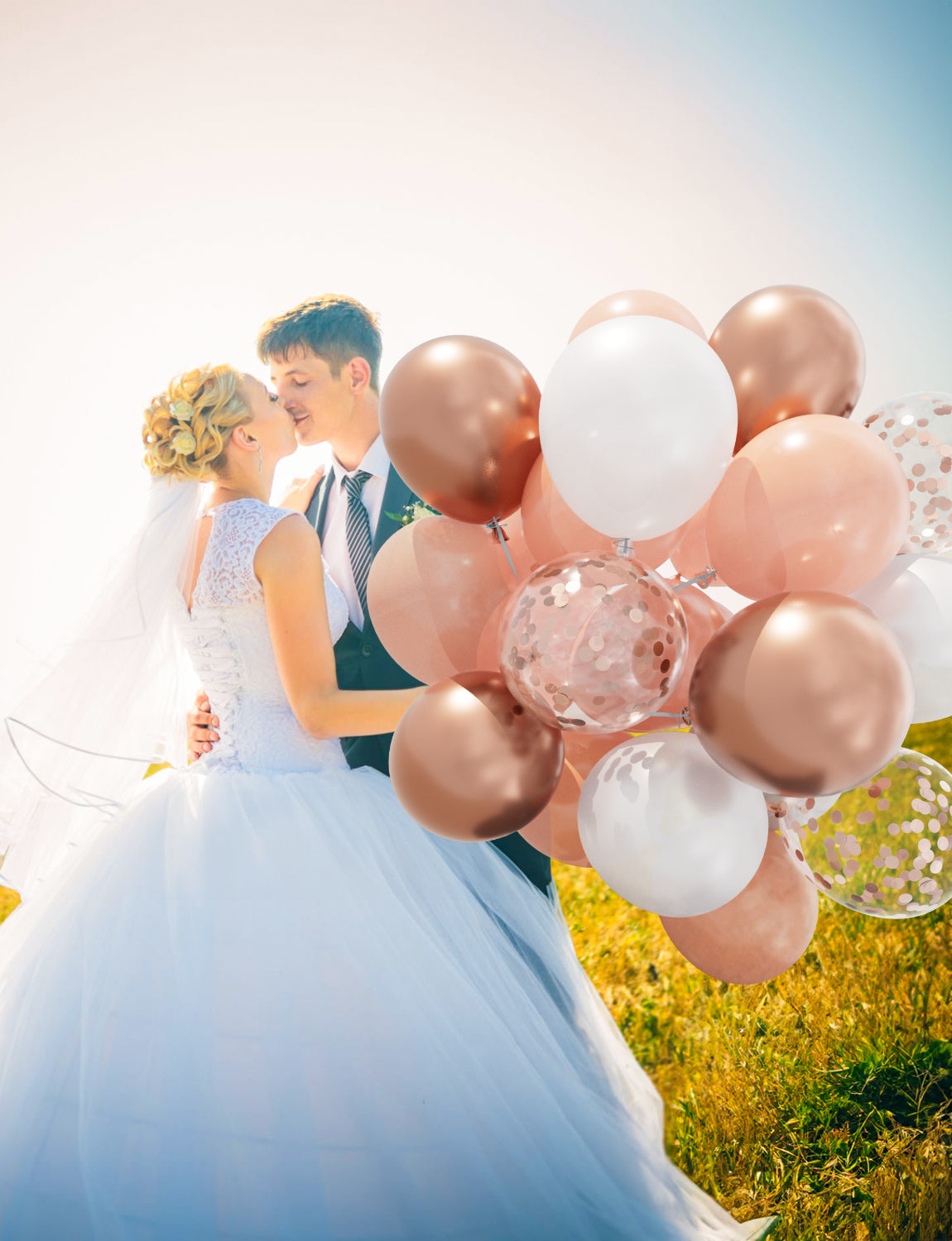 Adeyoo Rose Gold Party Balloons,Metallic rose gold Balloons 60 Pcs White Balloons Set, 12 inch Confetti Balloons Glitter Latex Balloons for Women Girls Birthday Wedding Bridal Shower Party Decorations