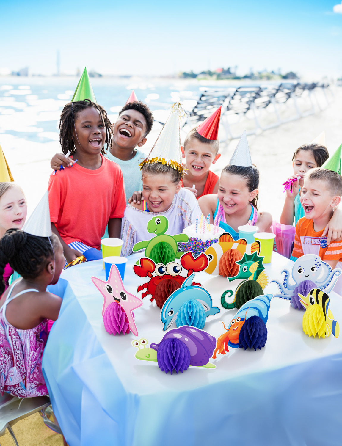 12Pcs Under The Sea Honeycomb Centerpieces Fish Sea Animal Centerpieces for Table Ocean Themed Beach Table Decorations for Baby Shower Sea Creatures Theme Birthday Party Supplies