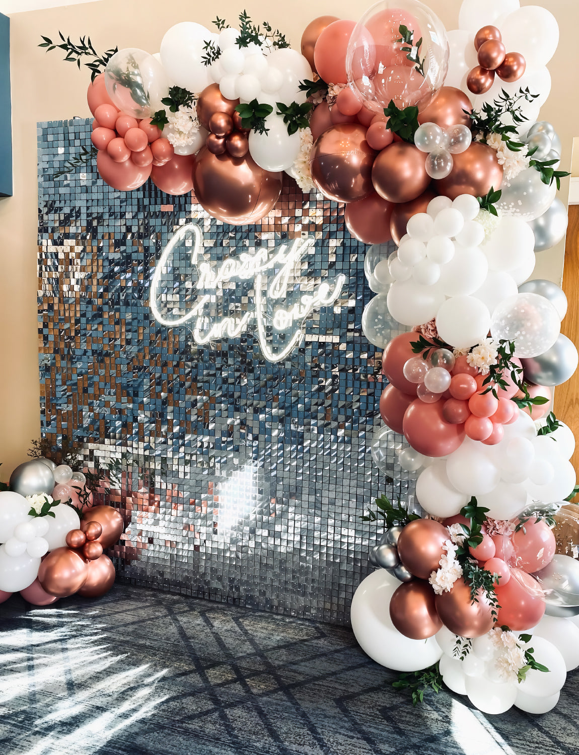 Adeyoo Rose Gold Balloon Arch Kit Garland - 127Pcs Rose Gold Balloons with White Latex Balloons, Glitter Confetti Balloon for Girl Women Birthday Baby Bridal Shower Wedding Retirement Party Decoration