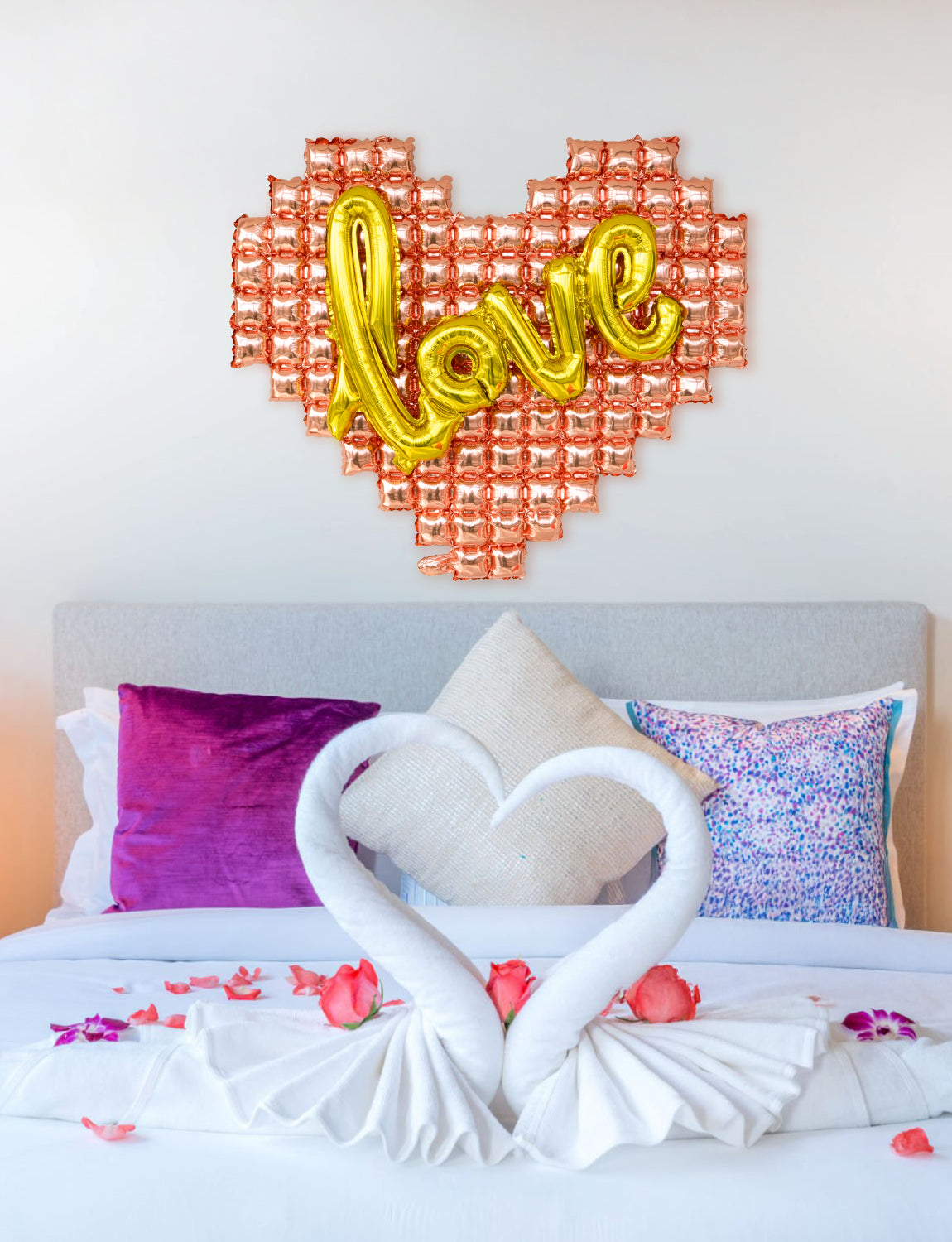 55 Inch Heart Balloons Decorations, Love balloons Letters with Rose Gold Heart Shaped Balloon, Gold Love Banner Big Foil Balloon for Women Birthday Wedding Anniversary Party Decorations
