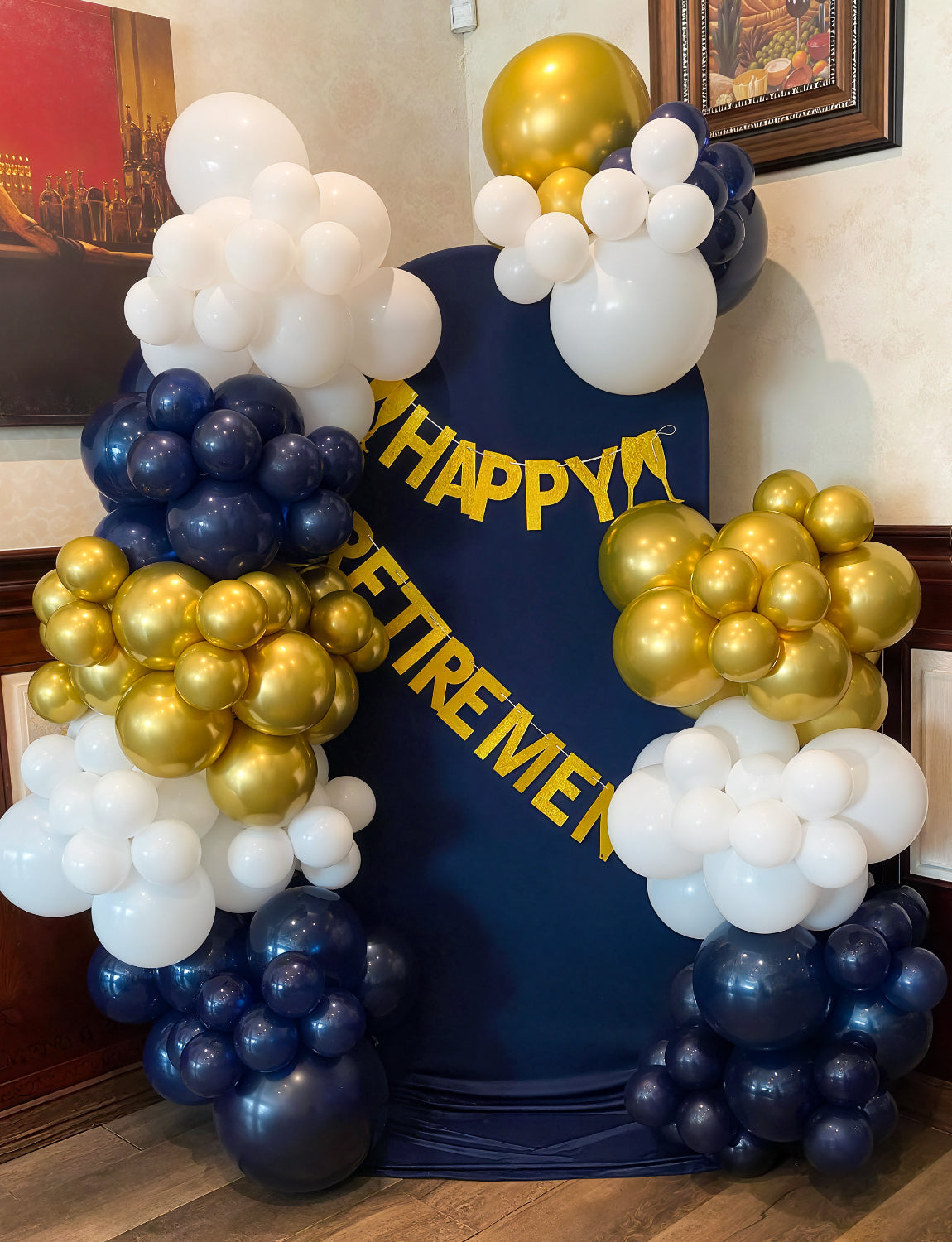 Navy Blue Gold Balloon Arch Kit Garland - 134Pcs Navy Balloon Arch Kit Glitter Blue White Metallic Gold Latex Balloons with Confetti Balloons for Birthday Baby Shower Graduation Party Decorations