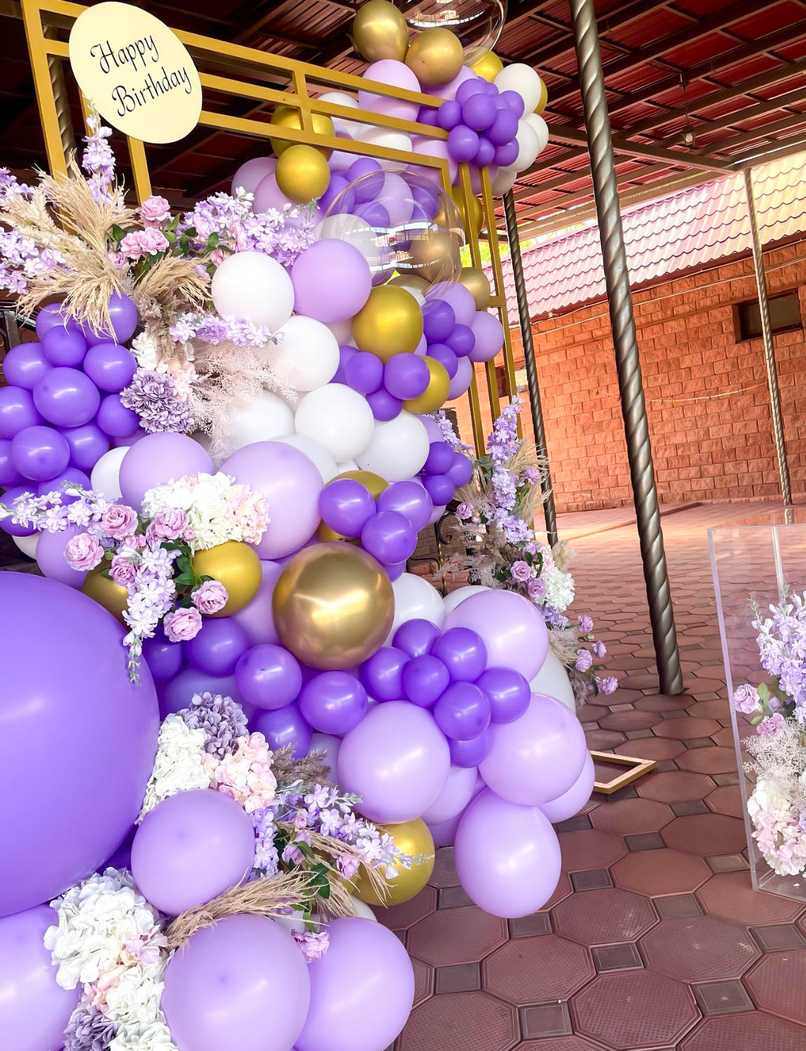 Purple and Gold Balloon Arch Kit Garland - 132Pcs Purple Balloon Arch Multi-Size Lilac and Gold Balloons with Confetti, Party Balloons for Birthday Baby Shower Wedding Lavender Themed Party Decoration