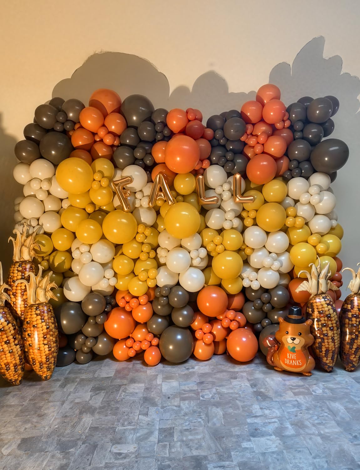 Adeyoo Fall Thanksgiving Balloon Arch Garland Kit - Burnt Orange Balloon Arch with Coffee Brown Balloons, White Gold Balloons for Fall Thanksgiving Autumn Harvest Birthday Wedding Party Decorations