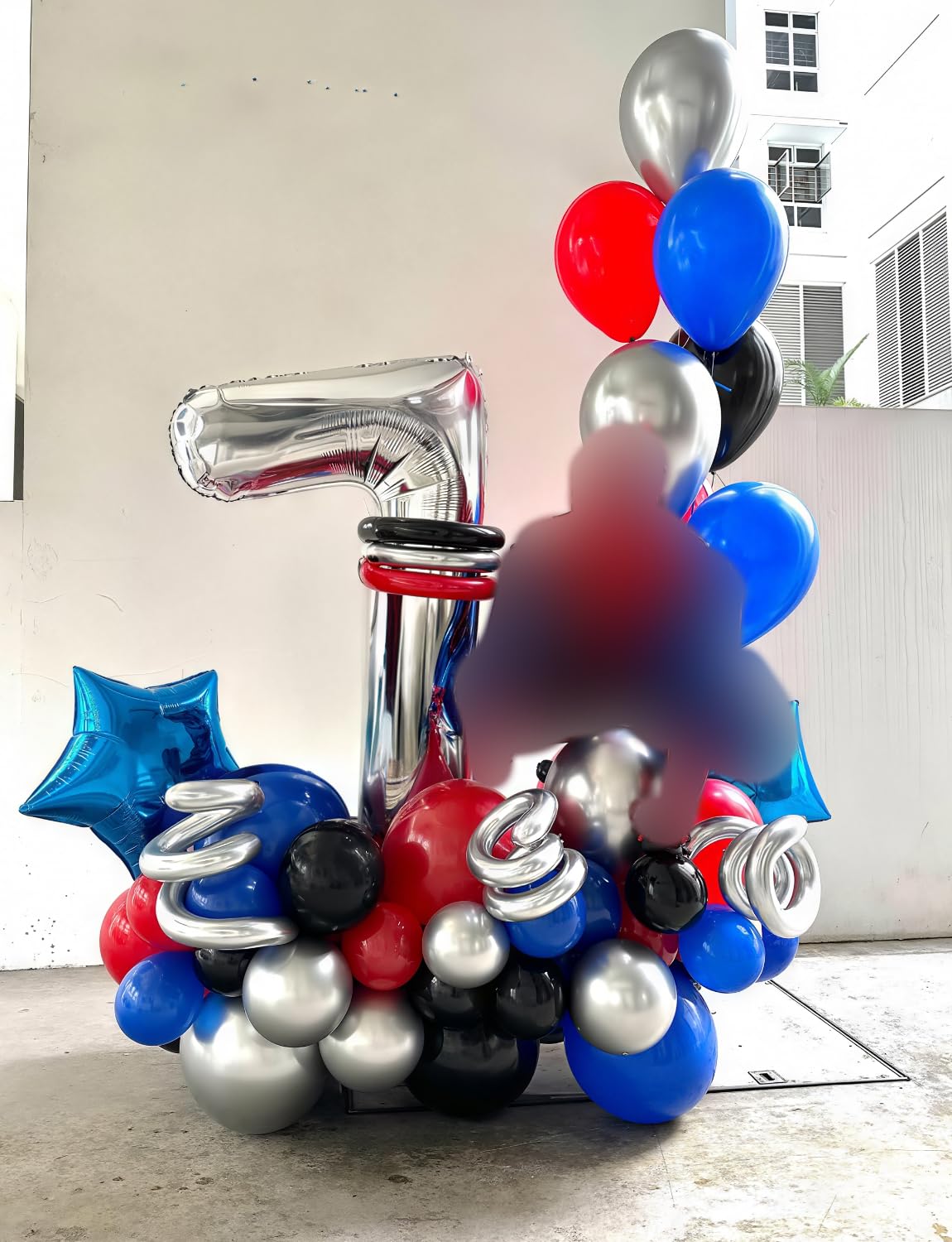 Adeyoo Black Red and Blue Balloons - 12 Inch Red Black Balloons Royal Blue Latex Balloon Glitter Metallic Silver Confetti Balloon for Man Boys Birthday Baby Shower Spider Theme Party Decoration, 50Pcs