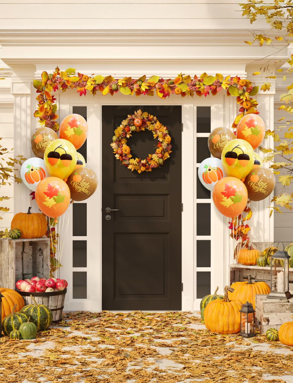 Adeyoo Fall Balloons - 12Inch Thanksgiving Balloons Little Pumpkin Balloon Brown and Gold Orange Latex Balloon for Autumn Harvest Party Decorations, Birthday, Wedding, Bridal Shower Party Supplies