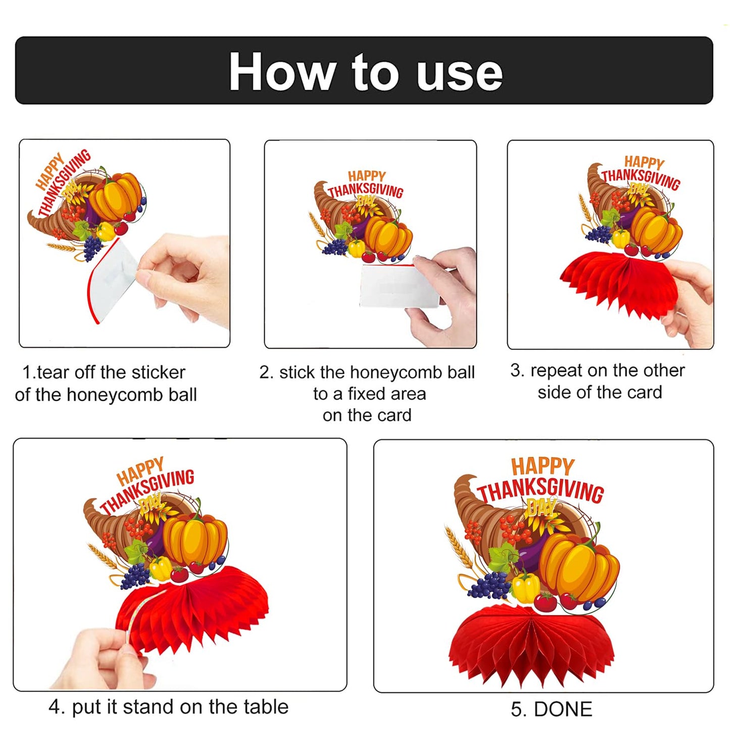 Adeyoo Thanksgiving Table Decorations - 9Pcs Fall Table Decorations 3D Fall Centerpieces for Tables, Turkey Pumpkin Honeycomb Centerpieces Autumn Table Topper for Autumn Thanksgiving Party Supplies