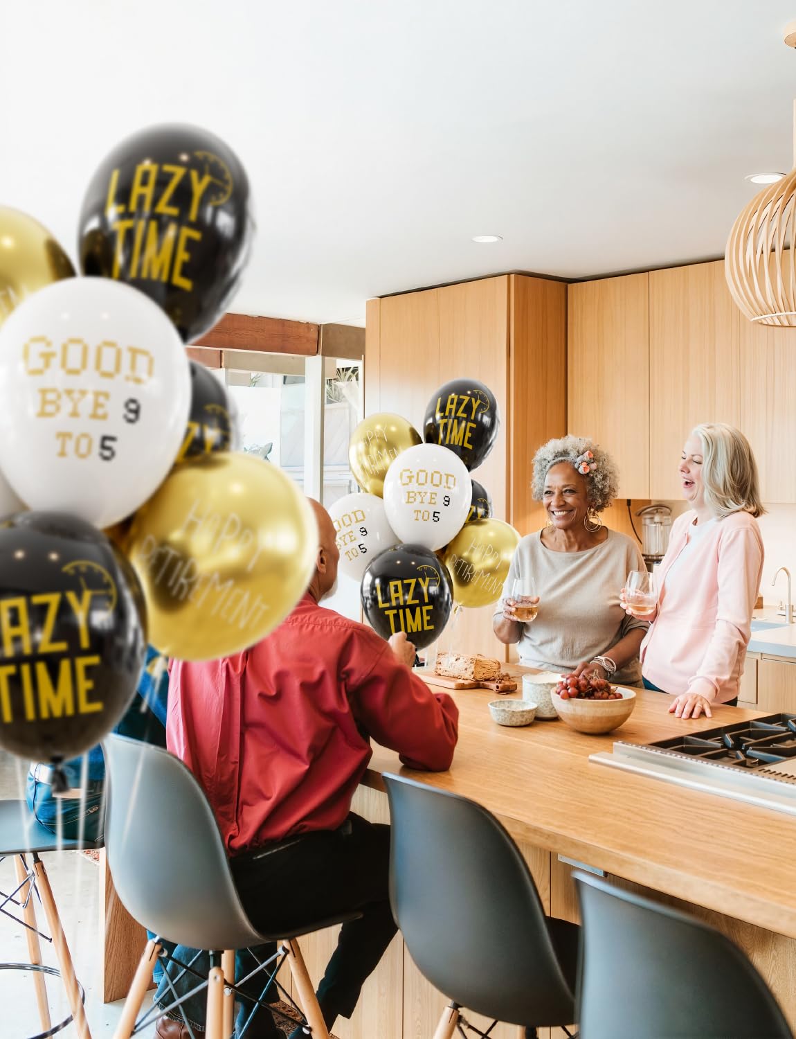 Adeyoo Retirement Balloons - 12 Inch Black Gold and White Balloons Funny Happy Retirement Decorations Print Latex Balloon for Men Women Coworkers Goodbye Farewell Party Supplies, Indoor Outdoor