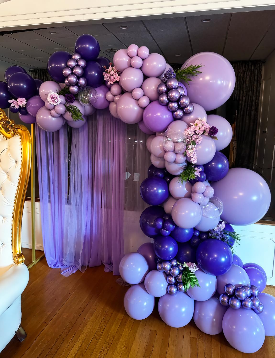 Adeyoo Purple Balloons - 12 Inch Dark Metallic Purple Balloons Macaron Lavender Pearl Lilac Balloon Different Shades Latex Balloon for Birthday Wedding Bridal Showers Party Decorations
