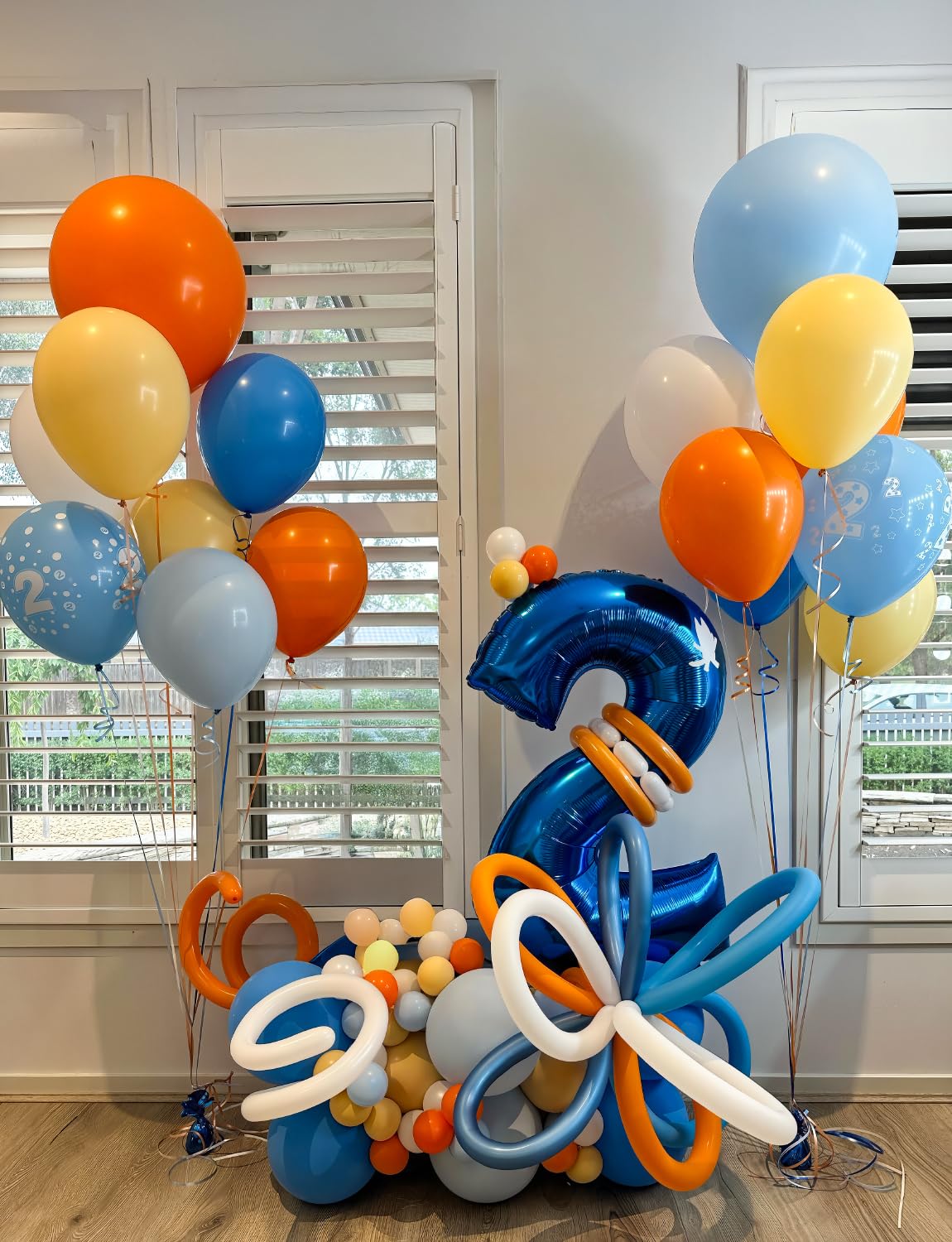 Adeyoo Blue and Orange Balloons – 12 Inch Blue Orange Balloons Set Thick Nude Balloon Shiny Confetti Latex Balloon for Birthday Baby Shower Wedding Party Decorations, Space Theme Party Supplies