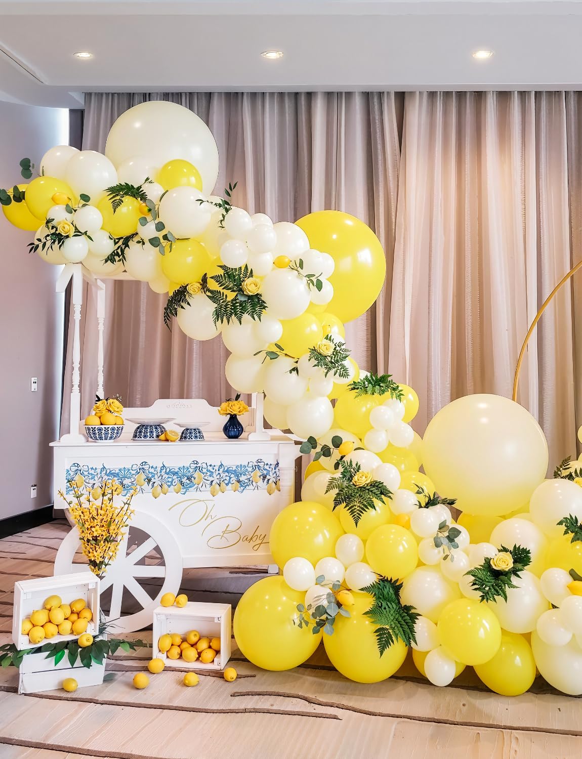 Adeyoo Yellow and White Balloons - 12inch Pastel Yellow Balloons Glitter Gold Confetti Balloon White Party Balloon for Sunflower Honeybee Theme Birthday Baby Shower Party Decorations, Indoor Outdoor