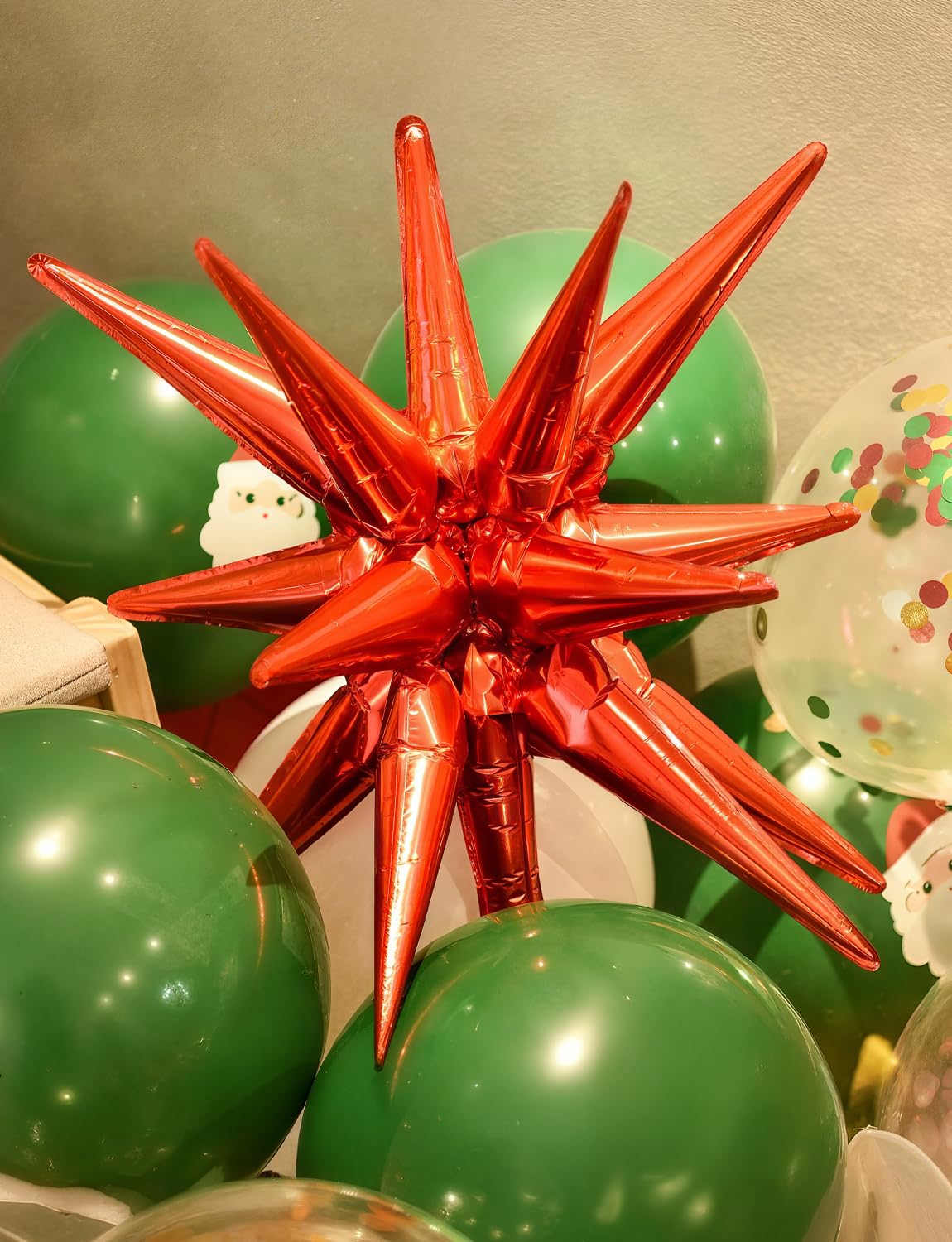 Adeyoo Star Balloons - Red Star Balloons 8 Pcs Foil Explosion Balloon Large One-Piece 14-pointed Starburst Balloon for Birthday Anniversary Wedding Christmas Party Decorations, Photo Backdrop
