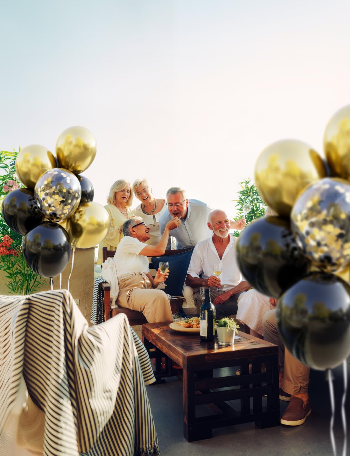 Adeyoo Black and Gold Balloons - 50PCS 12 Inch Metallic Gold Balloons Confetti Balloon Thickened Latex Balloon for Birthday Retirement Anniversary Wedding Party Decorations Supplies