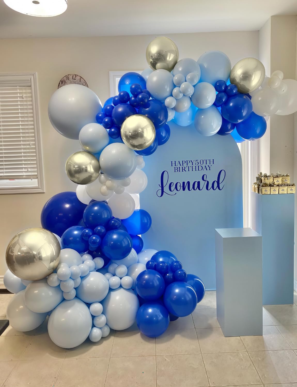 Adeyoo Royal Blue and Silver Balloons - Pastel Royal Blue Balloons Set Metallic Silver Balloon Glitter Silver Confetti Latex Balloon for Birthday Baby Showers Wedding Nautical Party Decorations