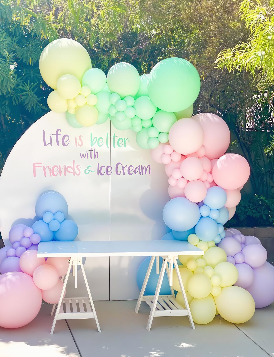 Adeyoo Pastel Rainbow Balloon Arch Kit Garland - Unicorn Balloon Arch 137Pcs Pastel Balloons Different Sizes Macaron Latex Balloons for Unicorn Birthday Baby Shower Wedding Ice Cream Party Decorations