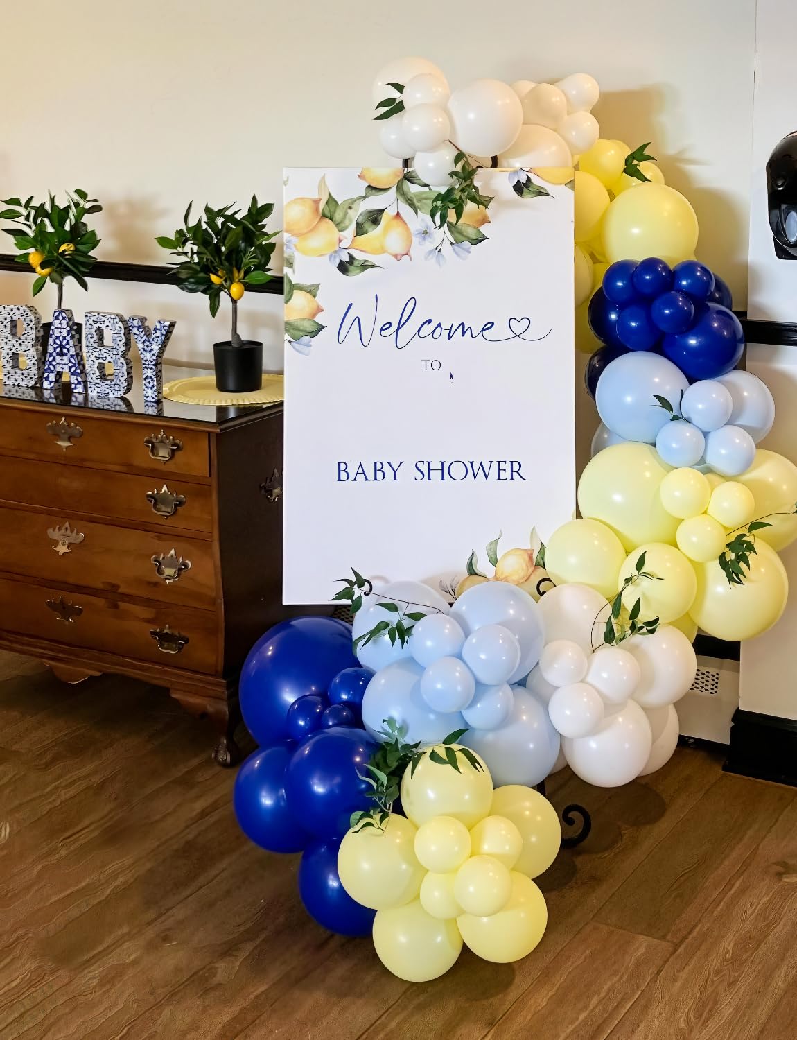 Adeyoo Blue Yellow Balloon Arch Kit Garland - Royal Blue and Yellow Balloons Pastel White Latex Balloon Bright Party Balloon for Birthday Baby Shower Anniversary Wedding Party Decorations