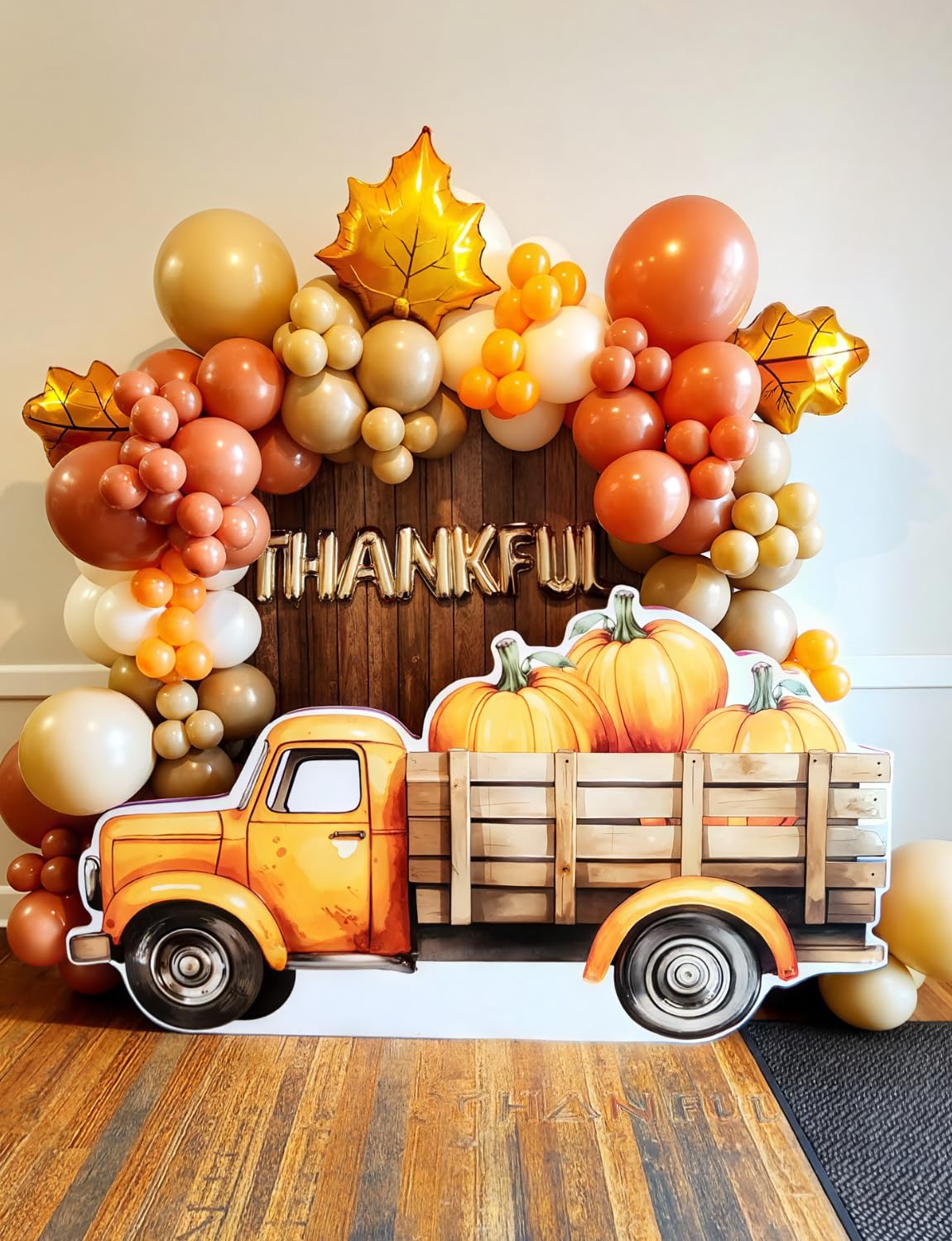 Adeyoo Fall Thanksgiving Balloon Garland arch kit - 140Pcs Autumn Balloon Arch with Burnt Orange Balloons Light Brown Nude Gold Balloons for Friendsgiving Fall Harvest Little Pumpkin Party Decorations