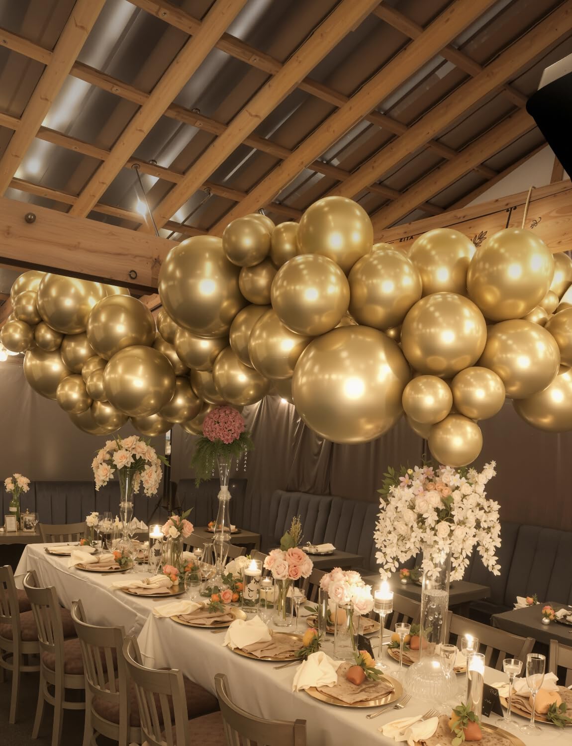 Adeyoo 36 Inch Metallic Gold Balloons - Large Gold Balloons Giant Jumbo Chrome Gold Latex Balloon Extra Large Round Balloon for Birthday Wedding Anniversary Retirement Party Decorations, Photo Shoot