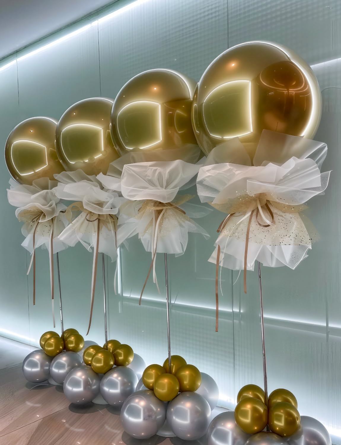Adeyoo 36 Inch Metallic Gold Balloons - Large Gold Balloons Giant Jumbo Chrome Gold Latex Balloon Extra Large Round Balloon for Birthday Wedding Anniversary Retirement Party Decorations, Photo Shoot