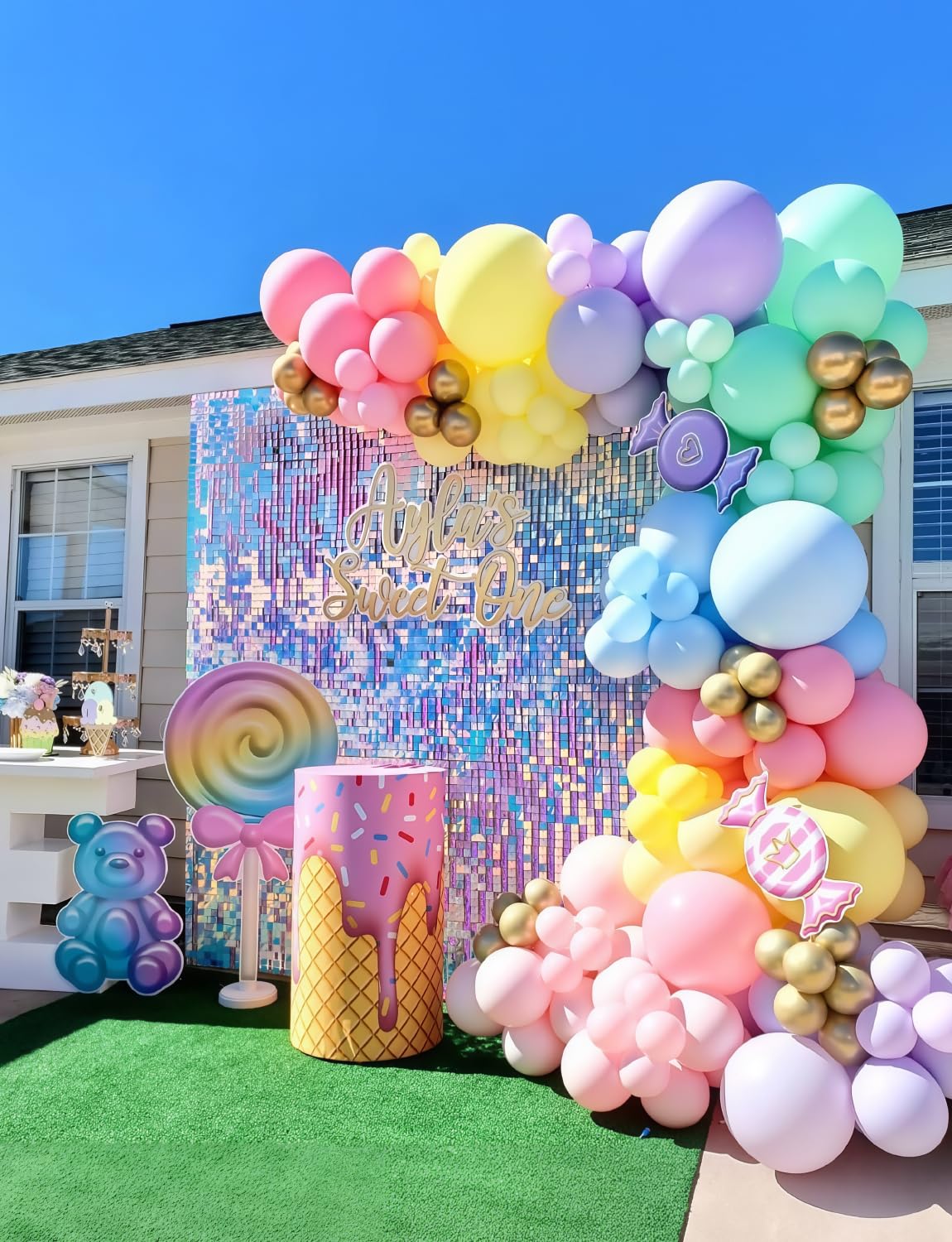 Adeyoo Pastel Rainbow Balloon Arch Kit Garland - Unicorn Balloon Arch 137Pcs Pastel Balloons Different Sizes Macaron Latex Balloons for Unicorn Birthday Baby Shower Wedding Ice Cream Party Decorations