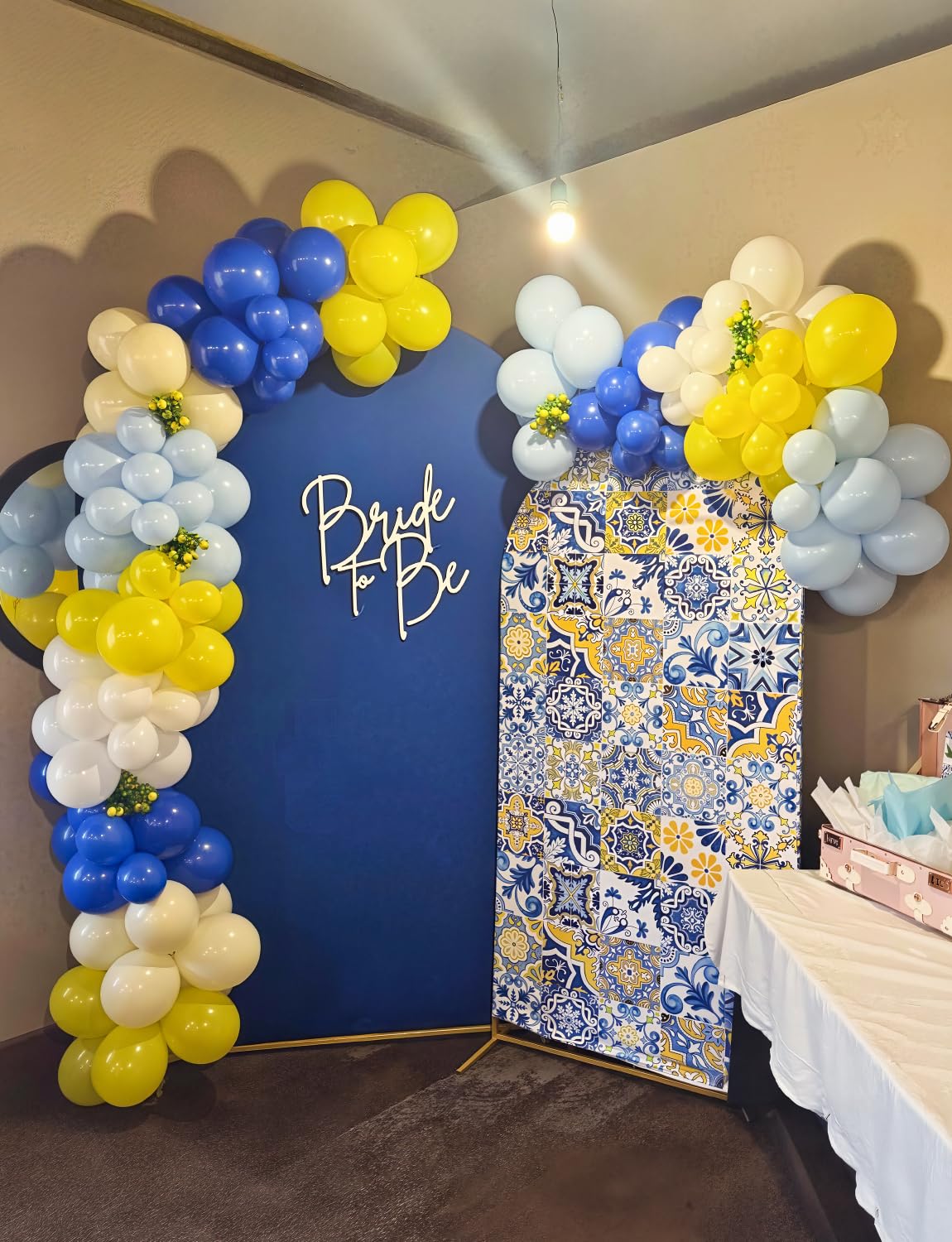 Adeyoo Blue Yellow Balloon Arch Kit Garland - Royal Blue and Yellow Balloons Pastel White Latex Balloon Bright Party Balloon for Birthday Baby Shower Anniversary Wedding Party Decorations