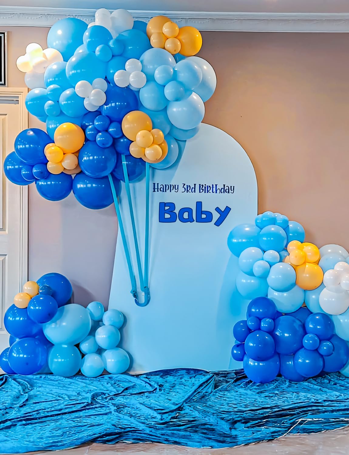 130Pcs Blue and Orange Balloon Arch Garland Kit, Blue Balloon Arch Orange, Nude, Dog Paw Balloons Glitter Confetti Balloons for Boys Girls Theme Birthday Baby Shower Party Decorations