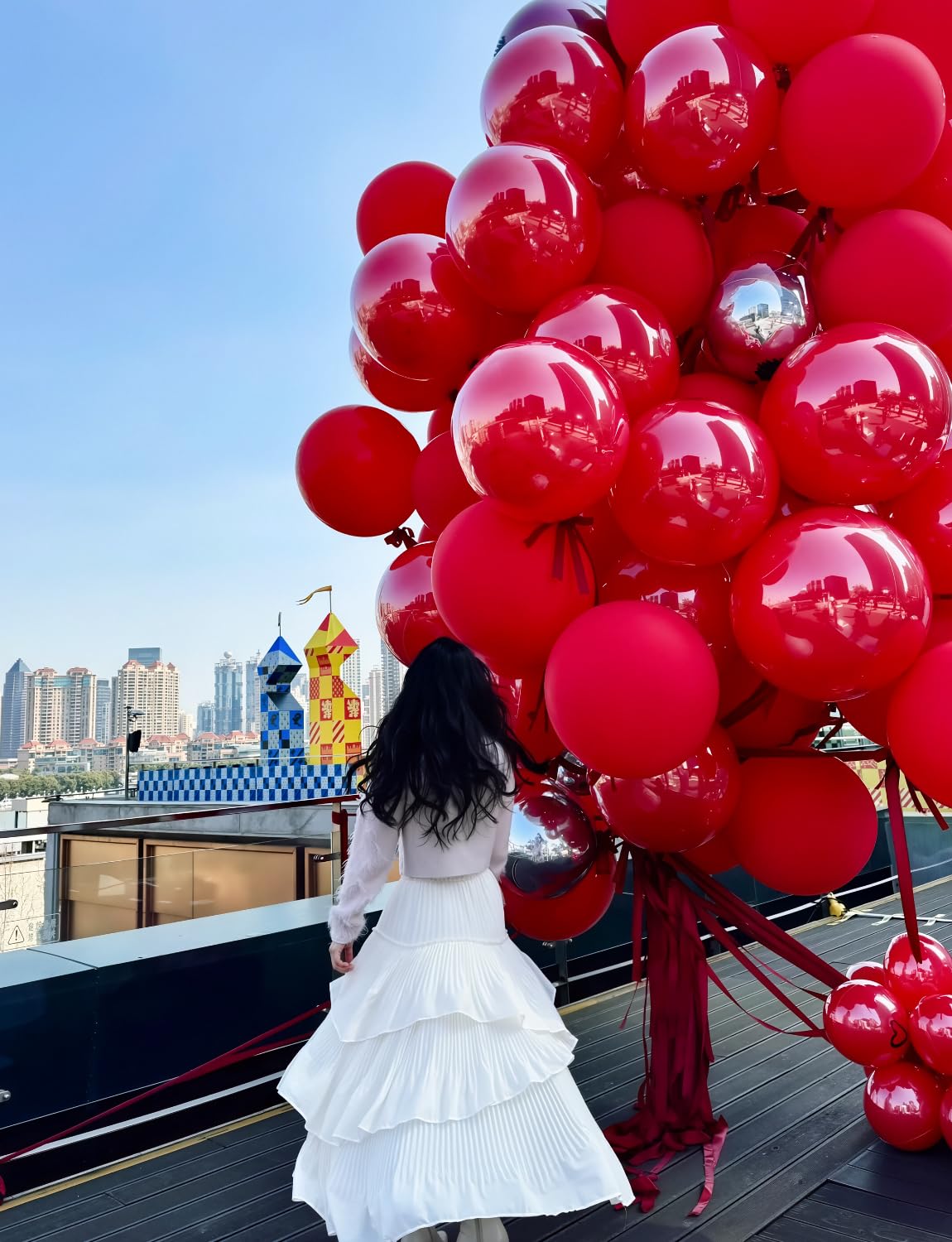 Adeyoo 36 Inch Red Balloons - Giant Balloons Jumbo Red Latex Balloon for Garland or Arch Extra Large Round Balloon for Anniversary Engagement Wedding Birthday Party Decorations (4Pcs), Photo Shoot