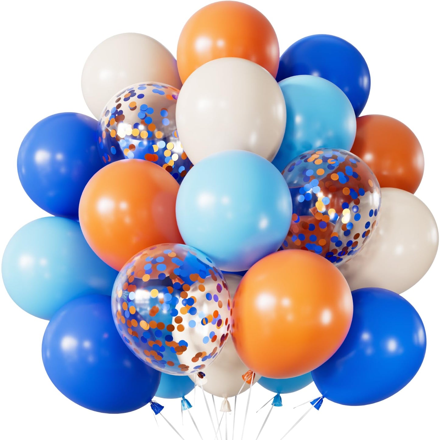 Adeyoo Blue and Orange Balloons – 12 Inch Blue Orange Balloons Set Thick Nude Balloon Shiny Confetti Latex Balloon for Birthday Baby Shower Wedding Party Decorations, Space Theme Party Supplies