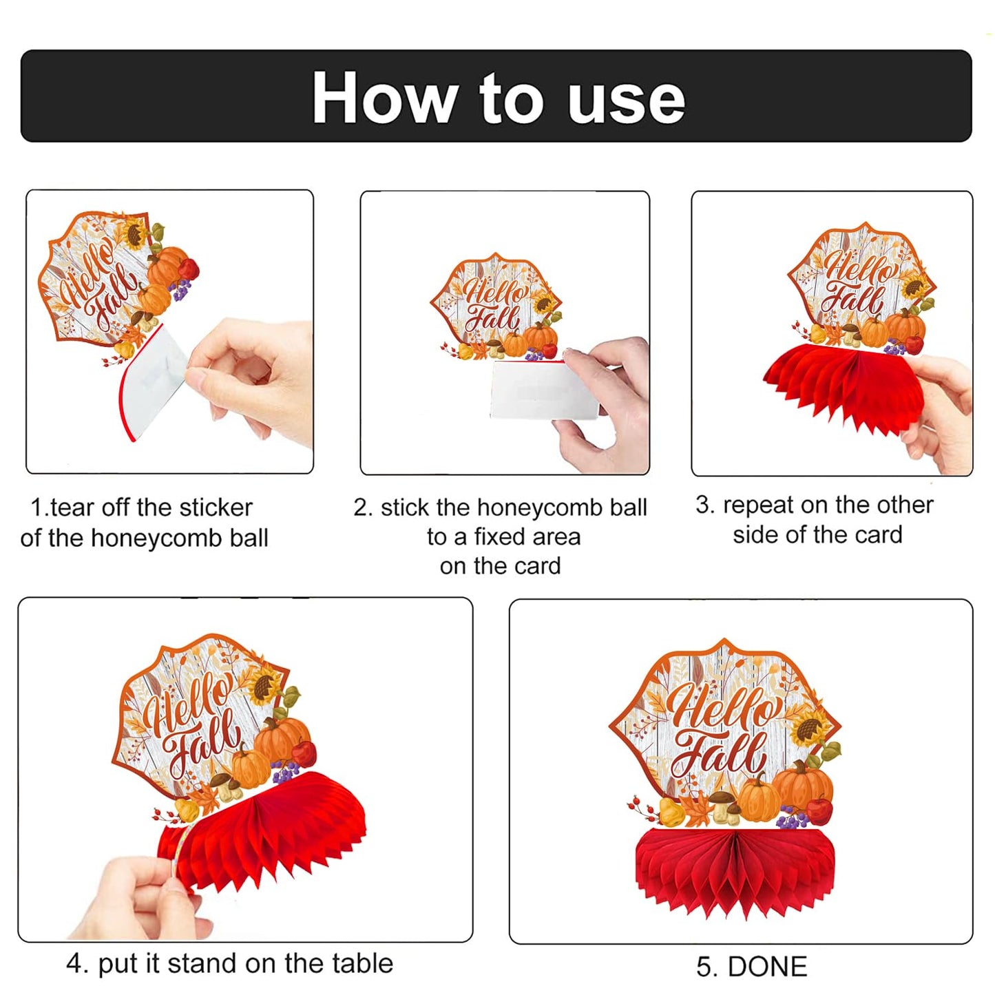 Adeyoo Fall Table Decorations - 9Pcs Fall Centerpieces for Tables Autumn Honeycomb Centerpieces 3D Pumpkin Maple Leaf Table Topper for Friendsgiving Harvest Birthday Thanksgiving Party Decorations