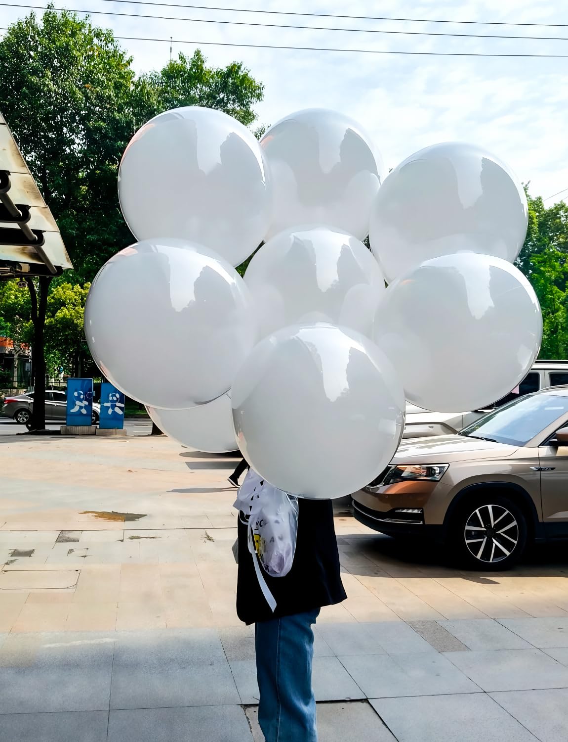 Adeyoo 36 Inch White Balloons - Giant Balloons Jumbo White Latex Balloon Extra Large Round Balloon for Wedding Bridal Birthday Bachelorette Party Decorations (4Pcs), Photo Shoot