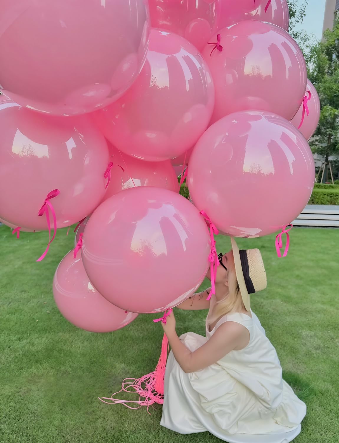 Adeyoo Big Pink Balloons - 36 Inch Pastel Pink Balloons Giant Jumbo Latex Balloon Extra Large Round Balloon for Baby Shower Gender Reveal Birthday Party Decorations, Photo Shoot