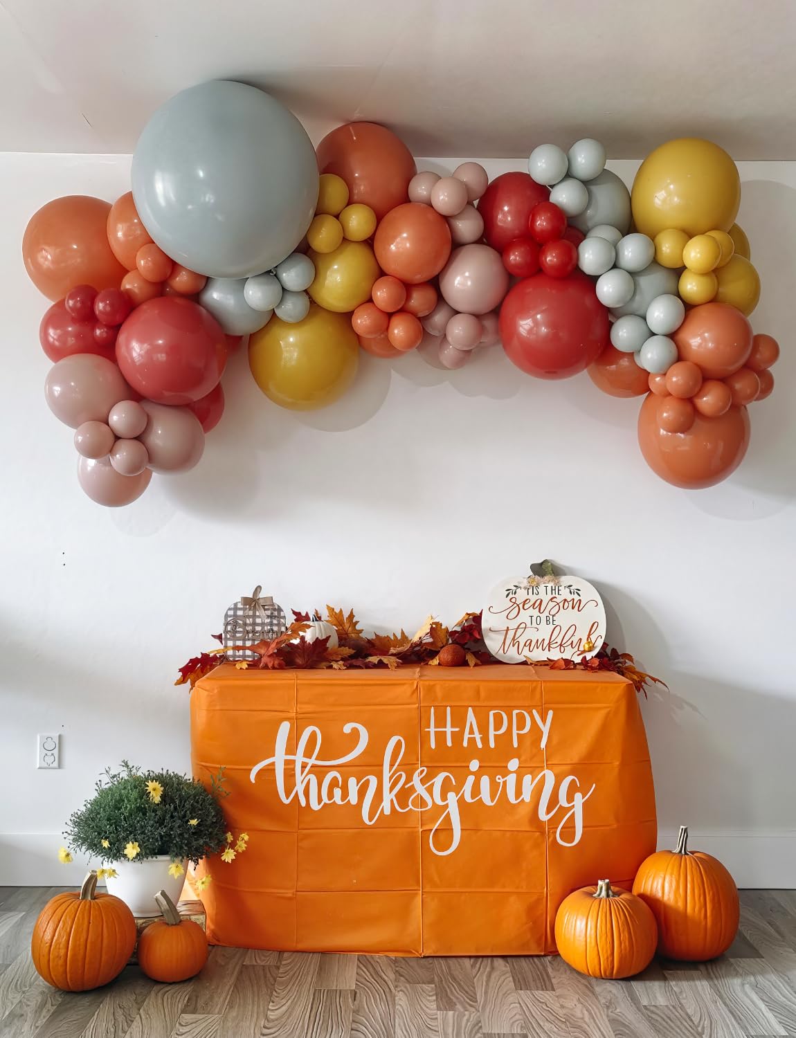 Adeyoo Fall Thanksgiving Balloon Arch Garland Kit - Burnt Orange Balloon Arch with Coffee Brown Balloons, White Gold Balloons for Fall Thanksgiving Autumn Harvest Birthday Wedding Party Decorations