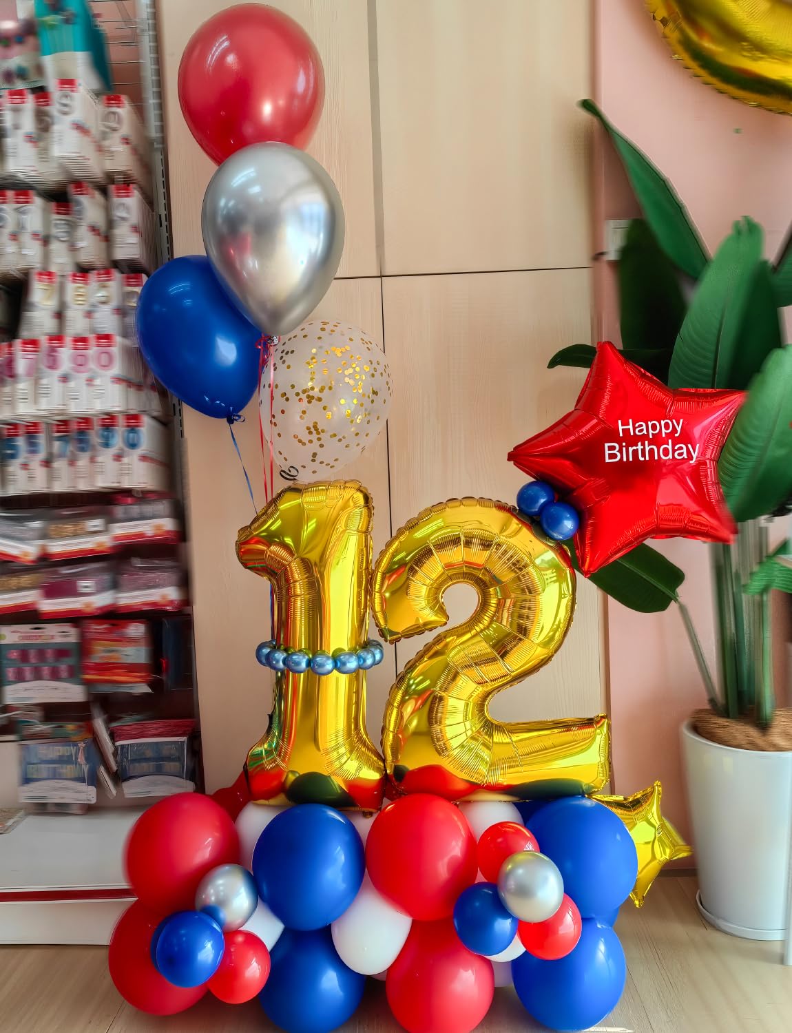 Adeyoo Black Red and Blue Balloons - 12 Inch Red Black Balloons Royal Blue Latex Balloon Glitter Metallic Silver Confetti Balloon for Man Boys Birthday Baby Shower Spider Theme Party Decoration, 50Pcs