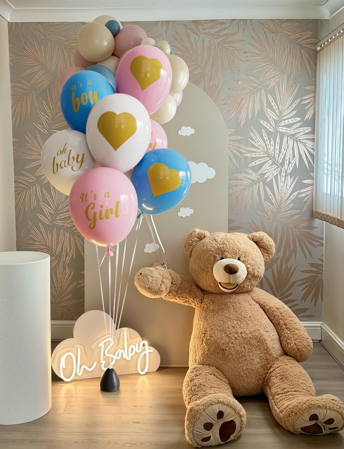 Adeyoo Gender Reveal Balloons - Pink and Blue Balloons 12 Inch Boy or Girl Balloon Pastel Pink Blue White Latex Balloon for Boy or Girl Gender Reveal Baby Shower Party Decorations Supplies (18Pcs)