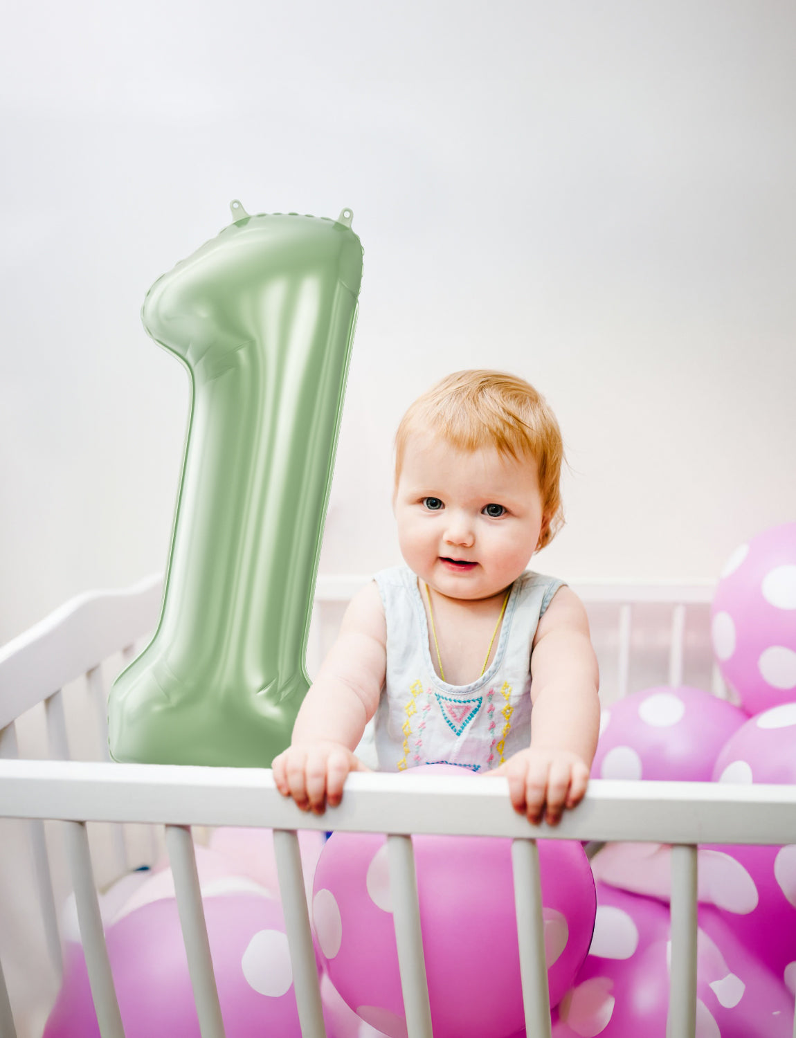 Adeyoo Sage Green Number 1 Balloon - 40 Inch Large Green Number Balloons, Self Inflating Foil Birthday Balloons Digital 0-9 for Birthday Baby Shower Jungle Safari Anniversary Party Decorations