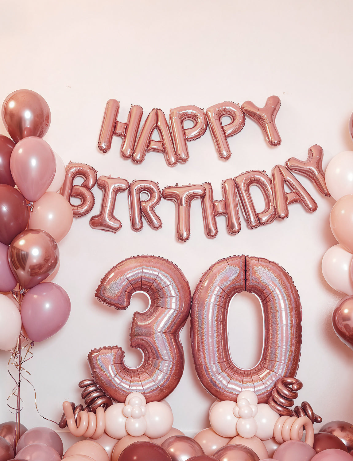 Adeyoo Happy Birthday Balloons Banner - 16 Inch Rose Gold Happy Birthday Foil Balloon Big Letter Balloons, Self Inflating Rose Gold Party Decorations for Women Girls Princess Boys Birth Party