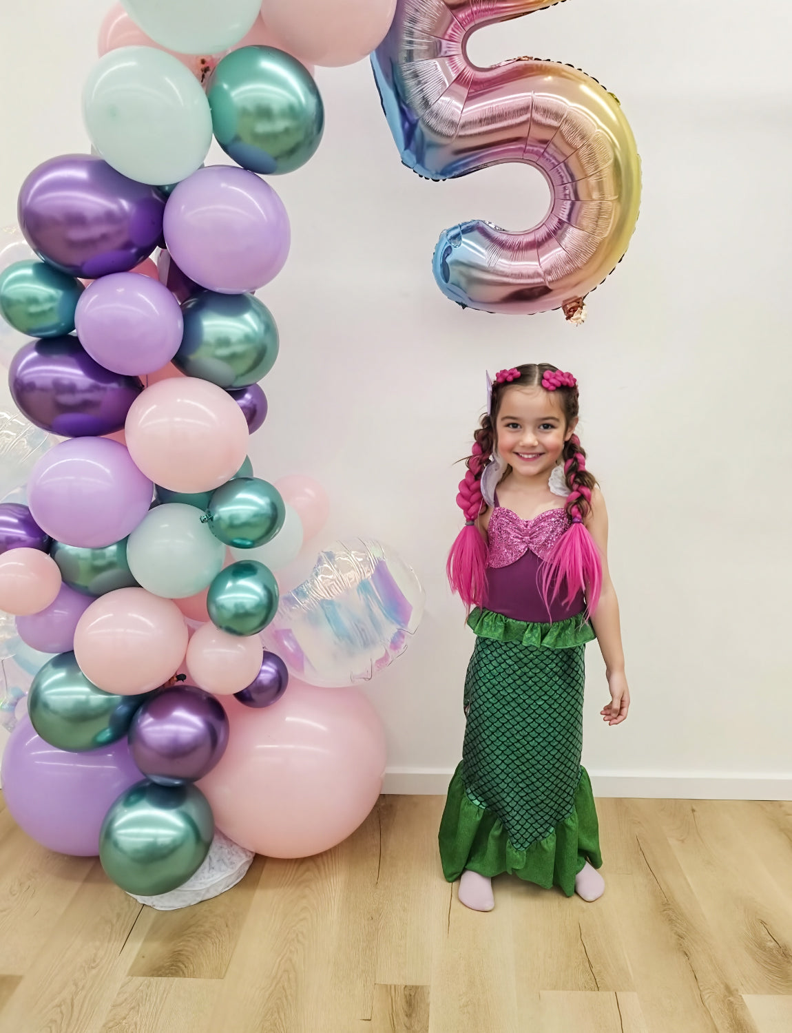 Adeyoo Mermaid Balloons - 12Inch Mermaid Party Balloons Purple Pink Teal Balloon Glitter Metallic Purple Green Latex Balloon for Girls Mermaid Birthday Baby Shower Sea Theme Party Decorations