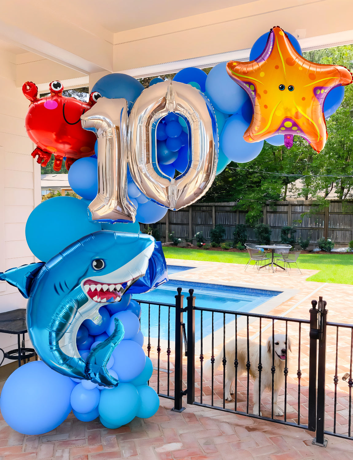 Adeyoo Under The Sea Balloon Arch Garland Kit, 154Pcs Ocean Themed Party Decorations with Blue Balloons, Marine Animals Foil Balloons for Ocean Theme Birthday Baby Shower Wedding Party Supplies