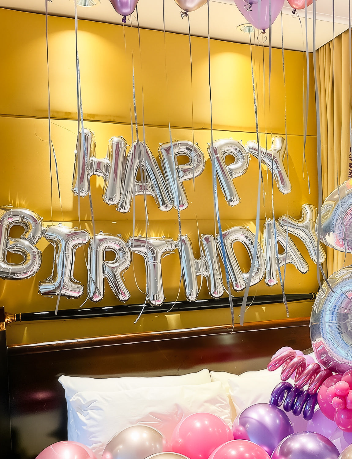 Adeyoo Silver Happy Birthday Balloon Banner - 16 Inch Happy Birthday Foil Balloon Big Letter Balloons Self Inflating Hbd Sign Balloons for Boys Girls Women Men Pet Birth Party Decorations