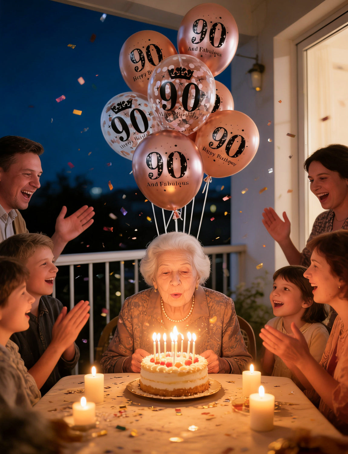 90th Birthday Balloons Decorations - 24 Pcs Birthday Balloons for Women, Metallic Rose Gold Balloon,and Pearl Rose Gold Confetti Balloon for 90 Years Old Hbd Party Decorations, 12 Inch