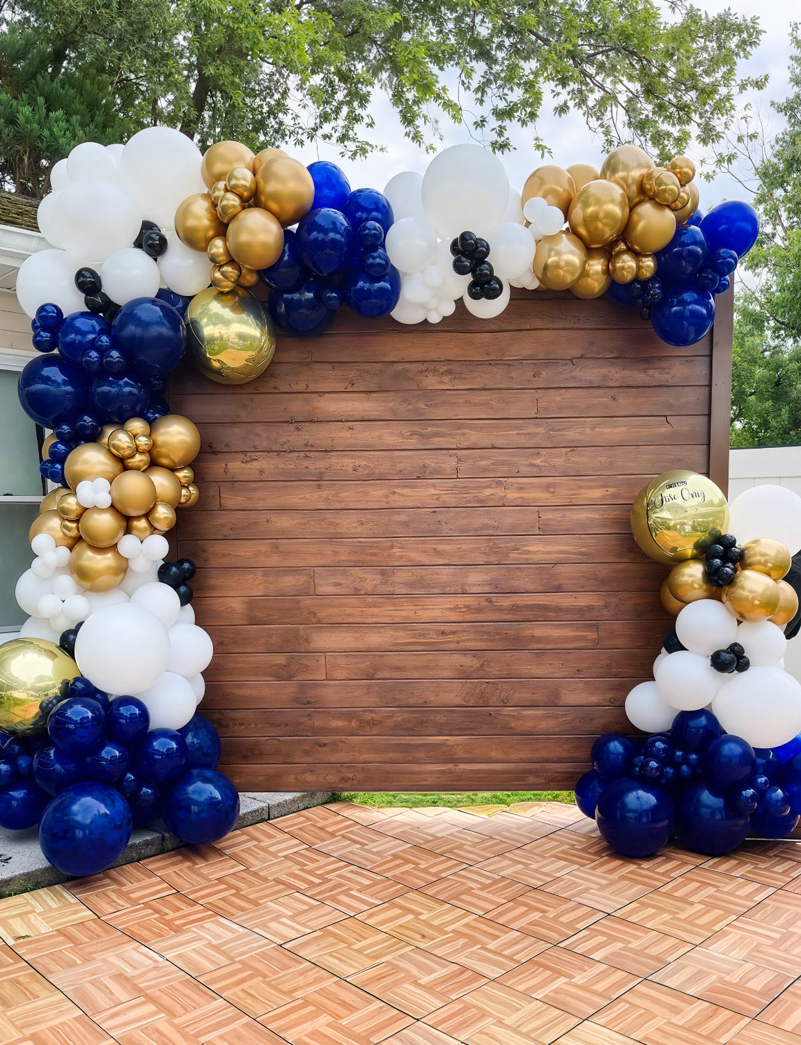 Navy Blue Gold Balloon Arch Kit Garland - 134Pcs Navy Balloon Arch Kit Glitter Blue White Metallic Gold Latex Balloons with Confetti Balloons for Birthday Baby Shower Graduation Party Decorations