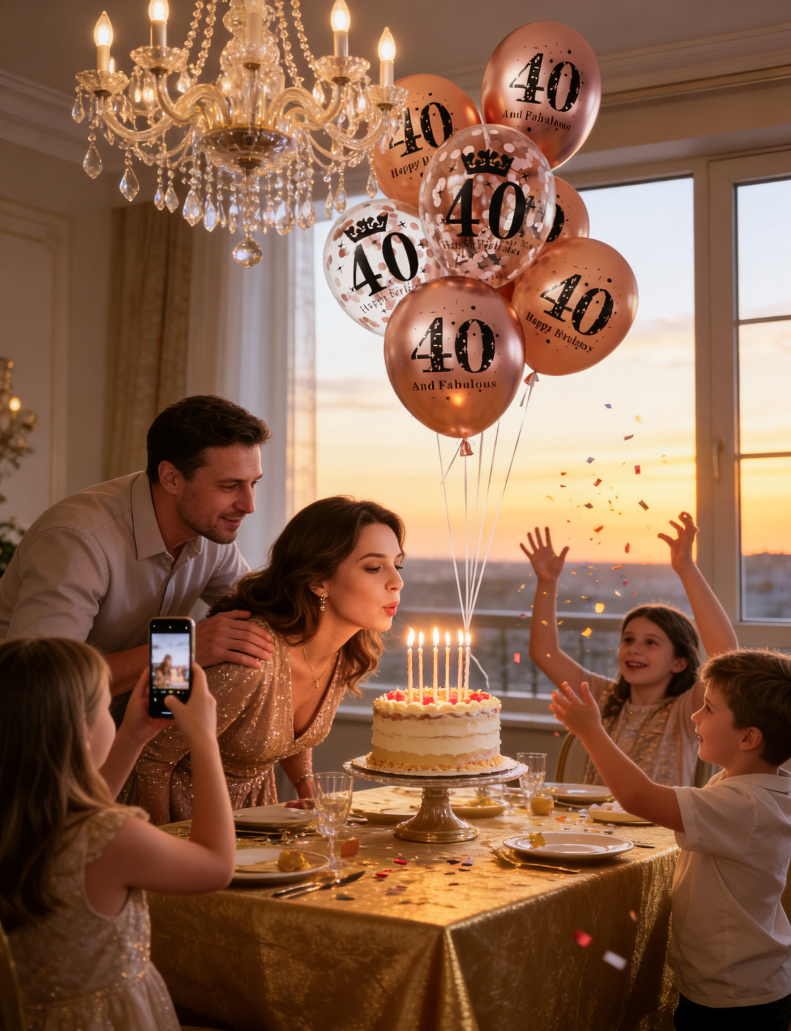 Adeyoo 40th Birthday Balloons for Women - 24Pcs 12Inch Rose Gold Latex Confetti Balloons, Fabulous Happy 40th Birthday Party Decorations for Women Anniversary Celebration