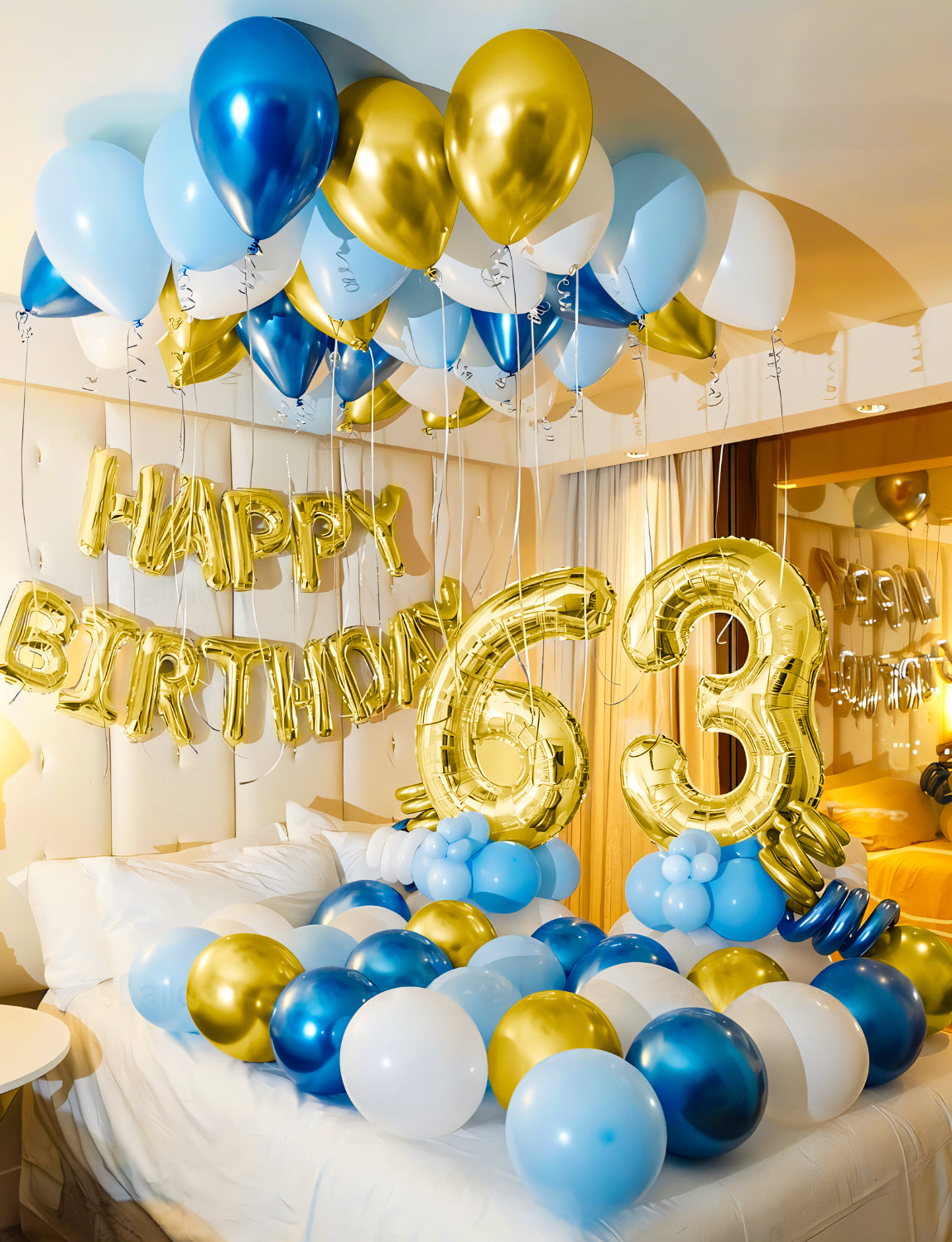 Adeyoo Navy Blue and Gold Balloon Arch Kit Garland - Blue Balloon Arch Kit, Navy and Gold Balloons with Confetti Latex Balloons for Birthday Baby Shower Wedding Graduation Space Party Decorations