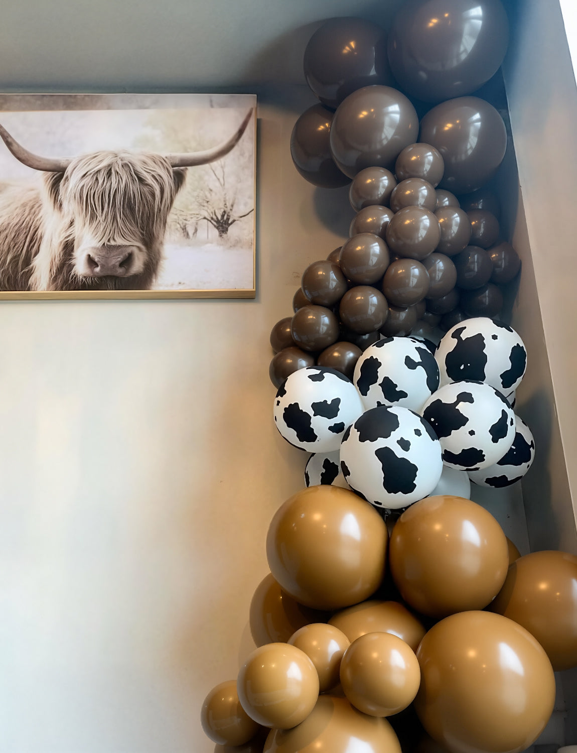 Adeyoo Blush Brown Balloons - 12 Inch Cowboy Balloons with Cow Print Balloon, Tan Coffee Brown Nude Gold Confetti Latex Balloon for Cowboy Cowgirl Birthday Farm Theme Party Decorations