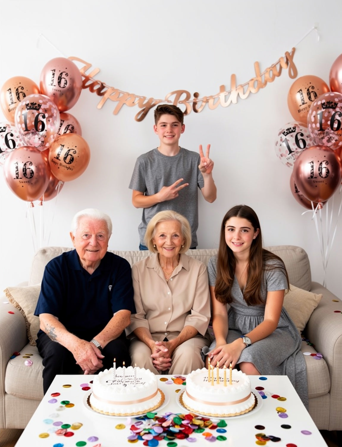 Adeyoo 24Pcs 16th Birthday Balloons - 12Inch Rose Gold 16th Birthday Decorations, Rose Gold Latex Confetti Balloons, Sweet 16 Birthdays Decorations for Girls Birth Anniversary Celebration Party