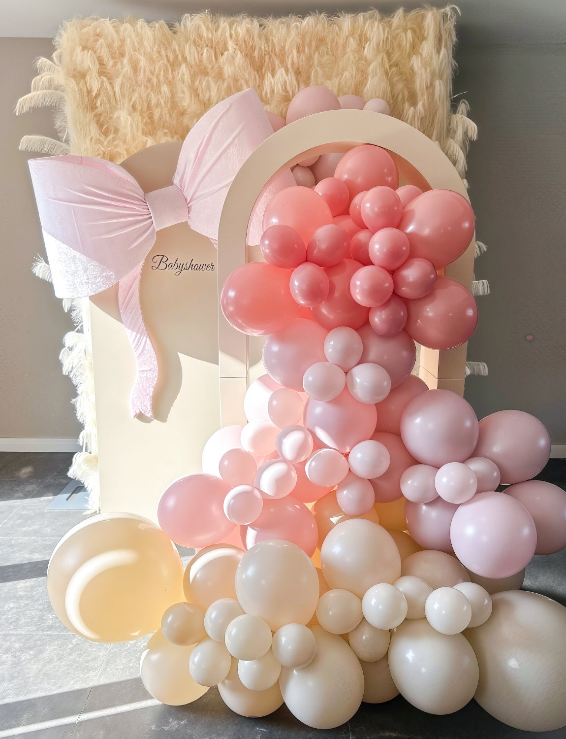 Adeyoo Pink Balloon Arch Kit Garland - 133Pcs Pastel Pink Balloon Arch kit with Baby Light Pastel Pink Nude Clear Balloons for Birthday Baby Shower Christening Gender Reveal Wedding Party Decorations