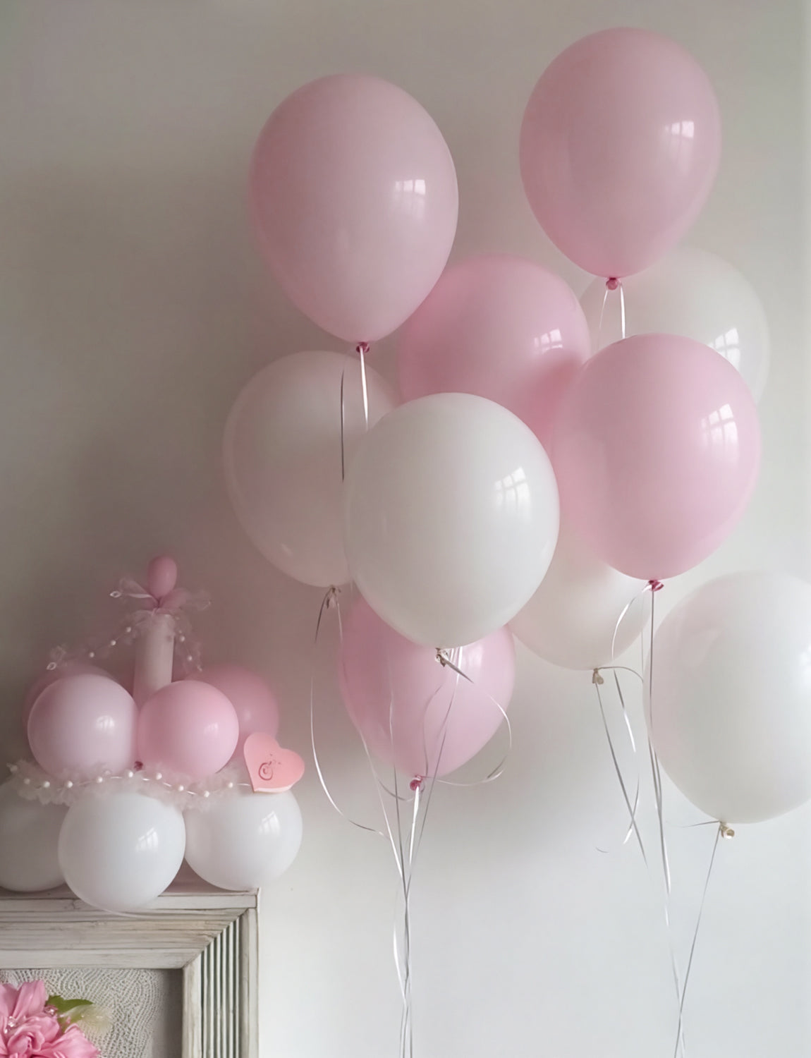 Adeyoo Light Pink Balloons Latex Balloons - 12 Inch Pastel Baby Pale Pink Latex Balloon, Bright Party Balloon with Ribbons for Baby Shower Gender Reveal Birthday Wedding Party Decorations, 50 Pcs