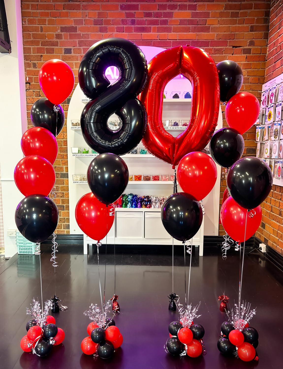 Adeyoo Red and Black Balloons - 12 Inch Red Black Latex Balloons Glitter Confetti Balloon Party Balloon for Racing Car Poker Card Casino Party Decorations, Birthday Wedding Party Supplies