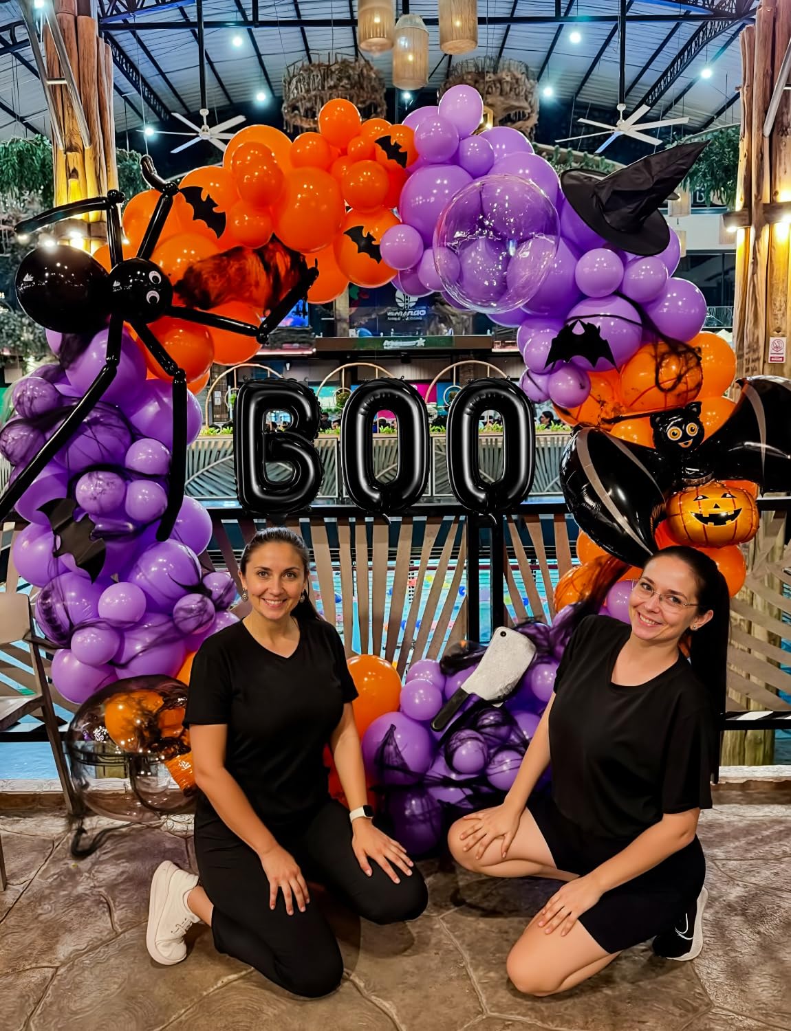 Adeyoo Halloween Balloon Garland Arch Kit - 138 Pcs Halloween Party Balloons with Black Orange Purple, Pumpkin, Bat, Boo Balloon Metallic Silver Balloons for Birthday Horror Party Decorations