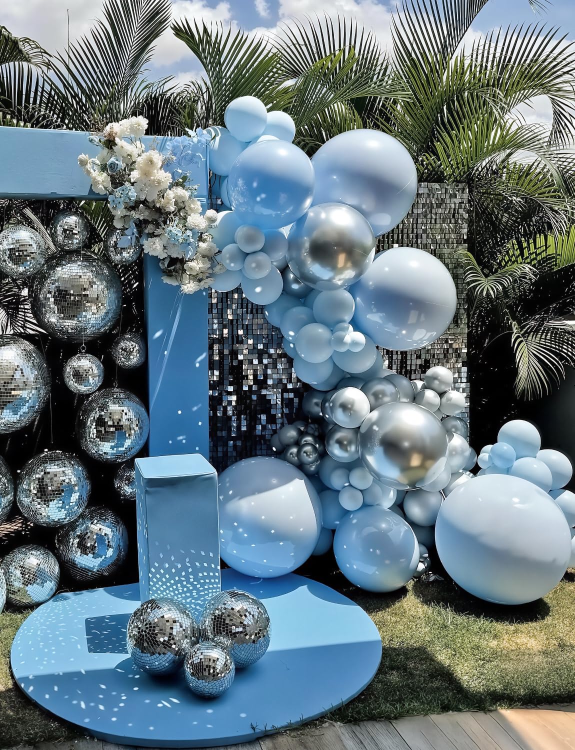 Adeyoo Baby Blue Balloons 36 Inch - Giant Large Blue Balloons Jumbo Latex Balloon Extra Large Round Balloon for Baby Shower Gender Reveal Birthday Wedding Party Decorations (4Pcs), Photo Shoot