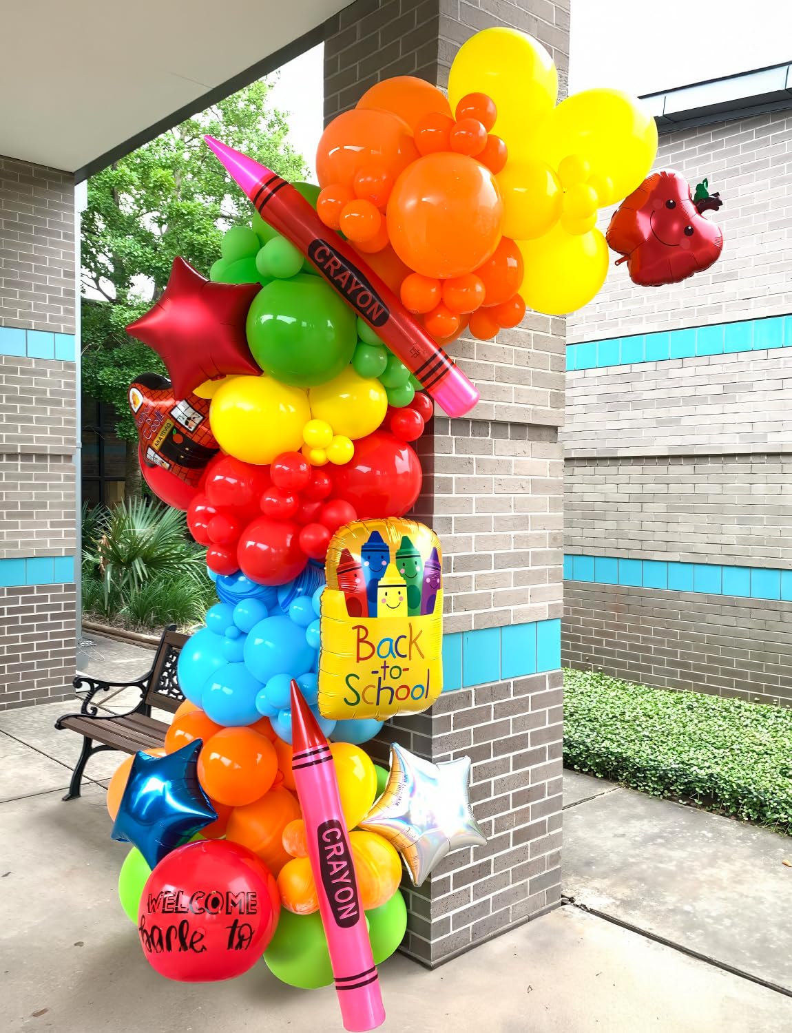 Adeyoo Back to School Balloon Arch Garland Kit - 154Pcs Back to School Balloons Large Starburst Balloon Rainbow Latex Balloons for First Day of School Kindergarten Welcome Classroom Party Decorations